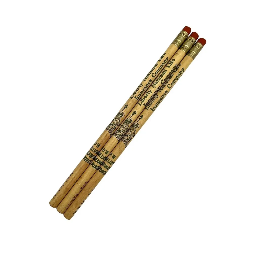 Vintage Liberty National Life PENCIL SET 3PC Insurance Memorabilia Bonded Lead